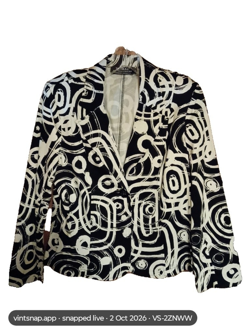 Dana Buchman Black & White Swirl Print Blazer